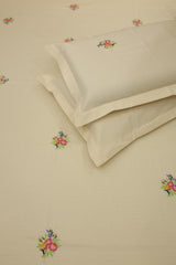 Bedsheets - Queen Premium machine embroidery bedspread off white base