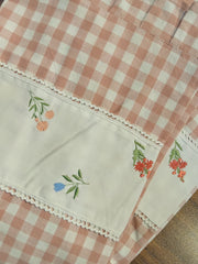 Check Floral Embroidery Bedspread bed sheet