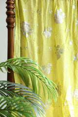 Fabrics - Mul Chanderi embroidery fabric lime yellow