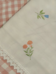 Check Floral Embroidery Bedspread bed sheet