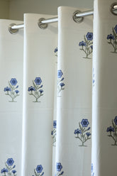 Curtains - Handblock printed curtains white base