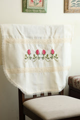 Chair / sofa back - cross stitch embroidery single pieces off white colour