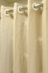 Curtains - jute beige opaque embroidery curtains