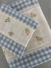 Check Floral Embroidery Bedspread bed sheet