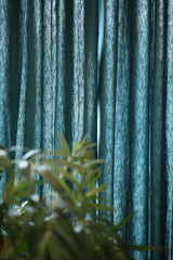 Curtain - Opaque solid plain cotton curtain : Blue