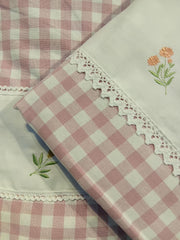 Check Floral Embroidery Bedspread bed sheet