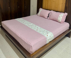 Check Floral Embroidery Bedspread bed sheet