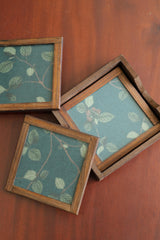 Silk Blend Brocade tea Coasters (Set of 4) - with Coaster Holder