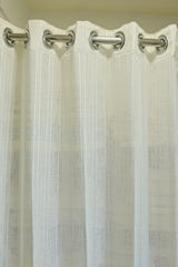 Curtains - Sheer plain with stripes curtains off white colour prebooking