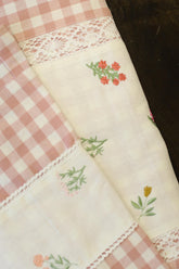 Check Floral Embroidery Bedspread bed sheet