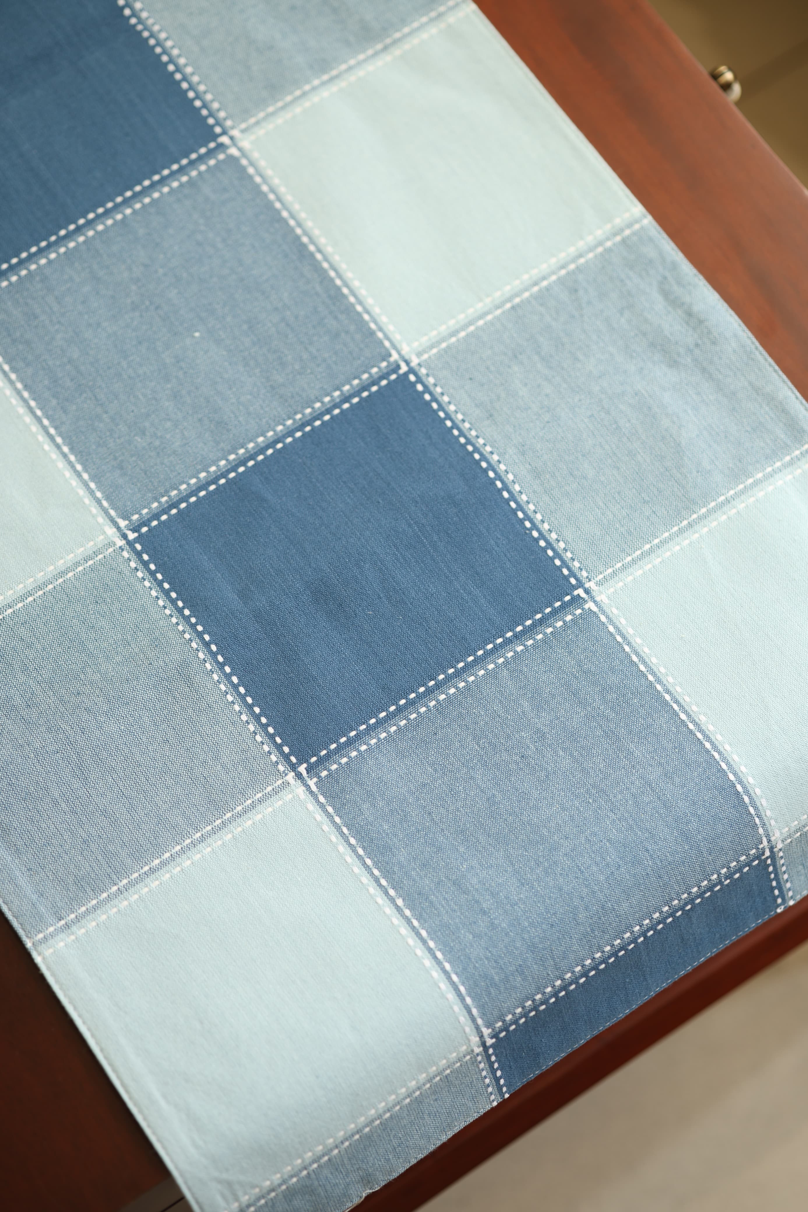 Checks Table runners - Cotton Runners,colour: sky blue