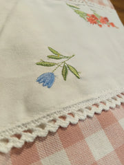 Check Floral Embroidery Bedspread bed sheet