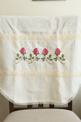Chair / sofa back - cross stitch embroidery single pieces off white colour