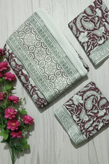 Bedsheets-Queen Premium Handblock printed bedsheets Whitelily