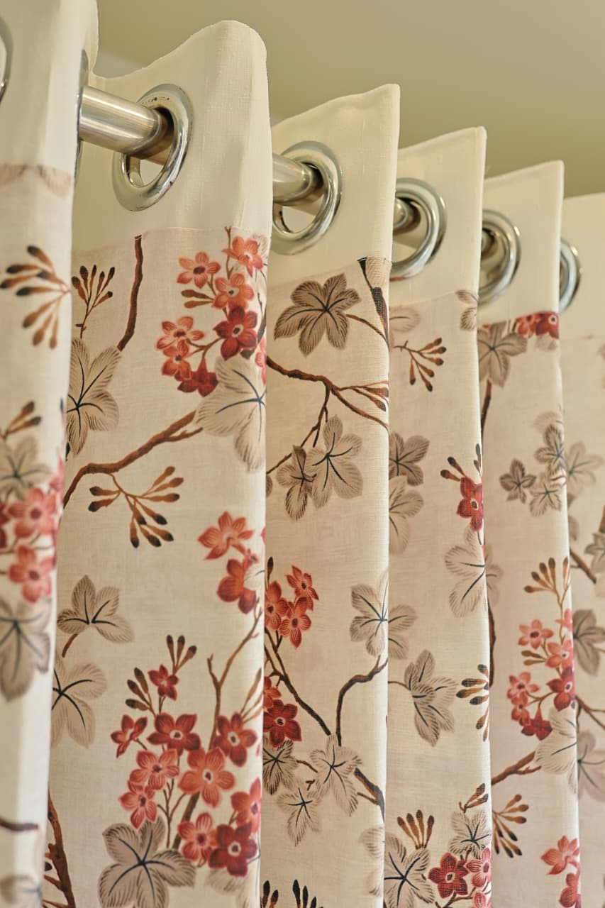 Curtains : Floral printed sheer curtains prebooking (description )