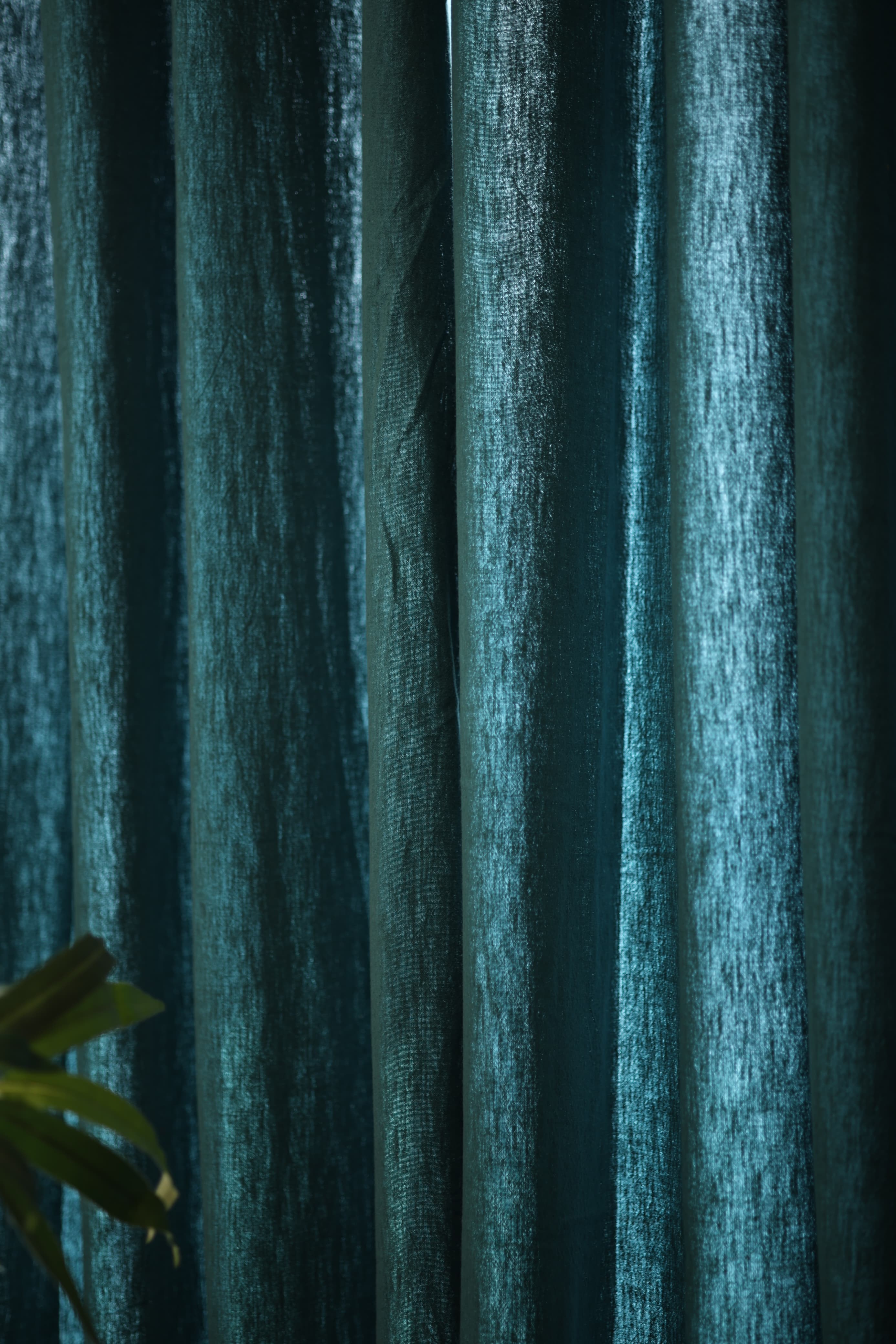 Curtain - Opaque solid plain cotton curtain : Blue