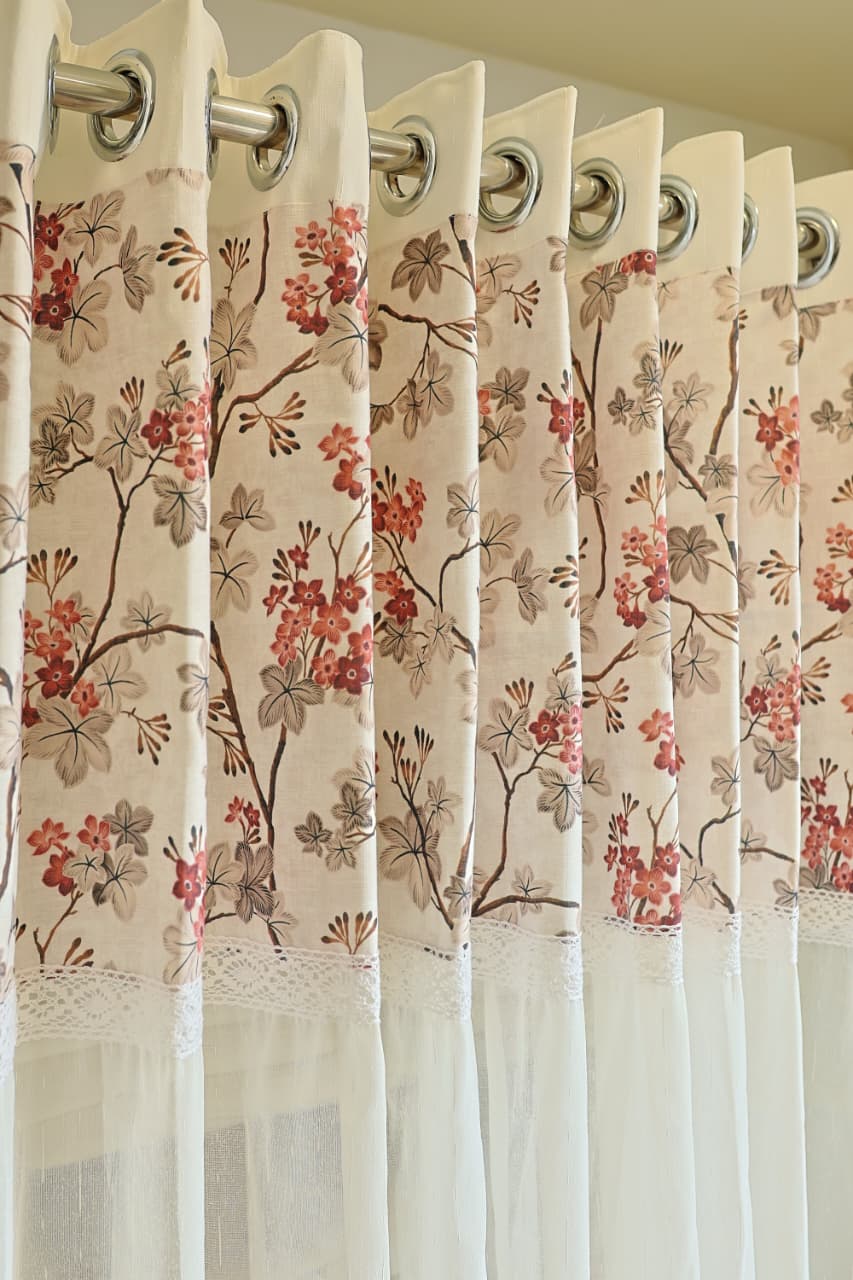 Curtains : Floral printed sheer curtains prebooking (description )