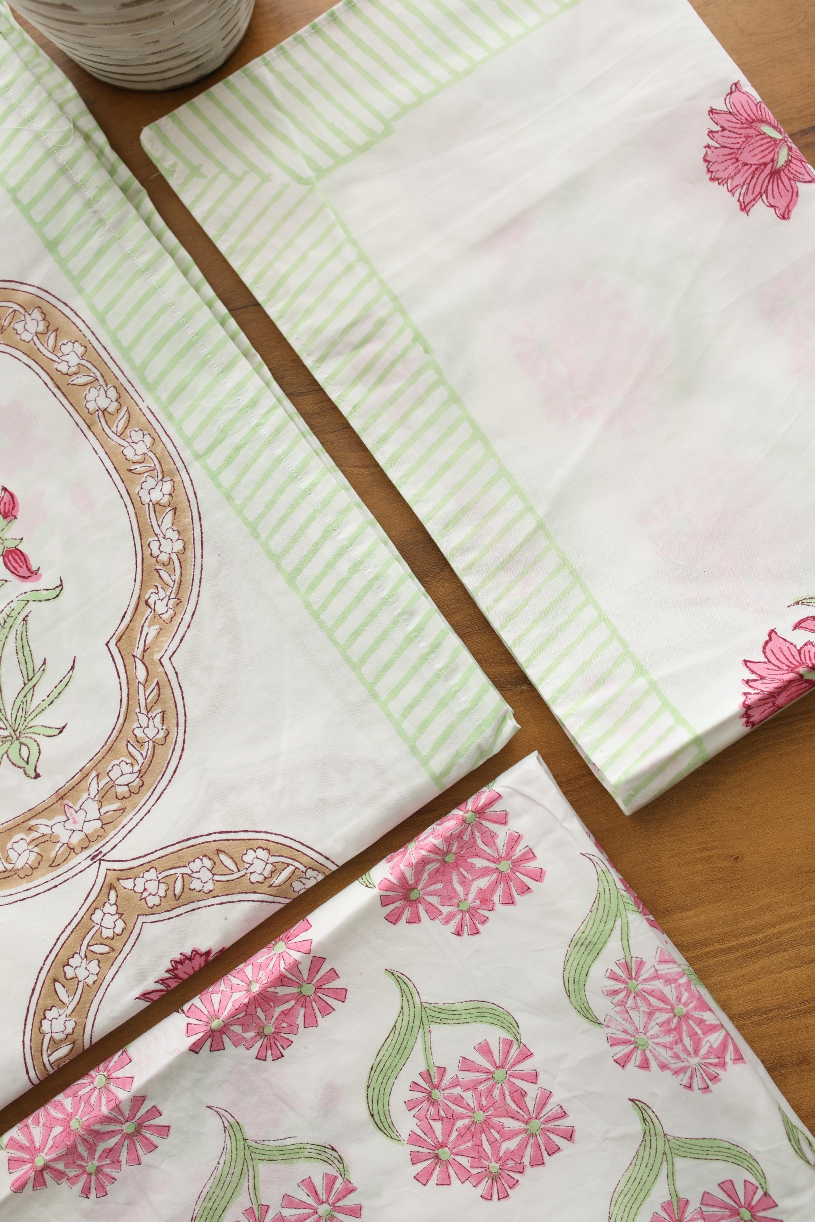 Bedsheets - King Percale cotton handblock print bedsheets