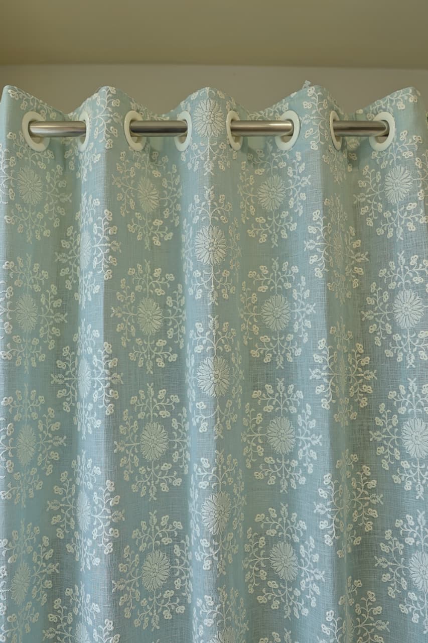 Curtains - Premium embroidery designer curtains semi Transparent/sheer vedic prebooking