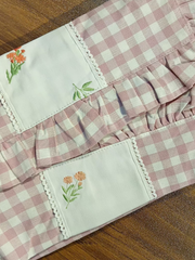 Check Floral Embroidery Bedspread bed sheet