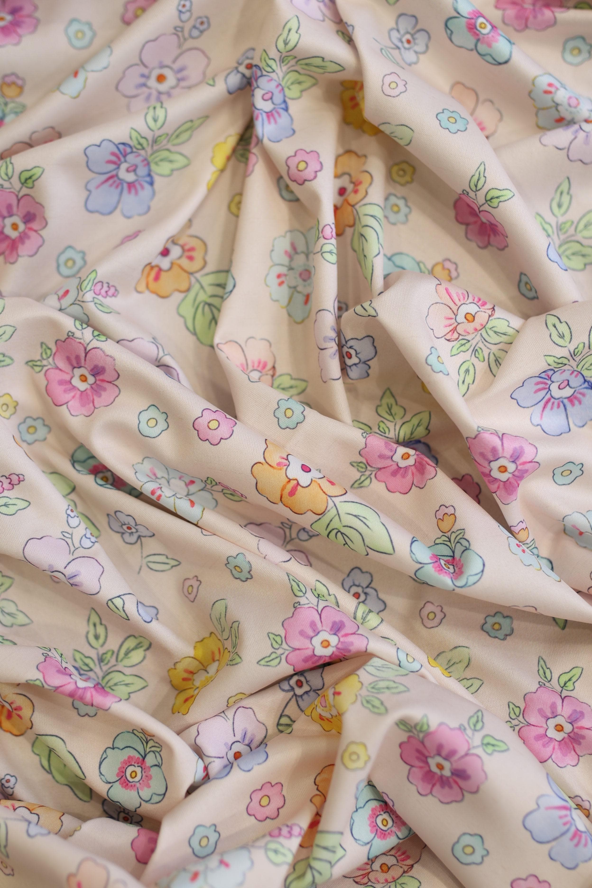 Fabrics - Satin cotton floral fabrics