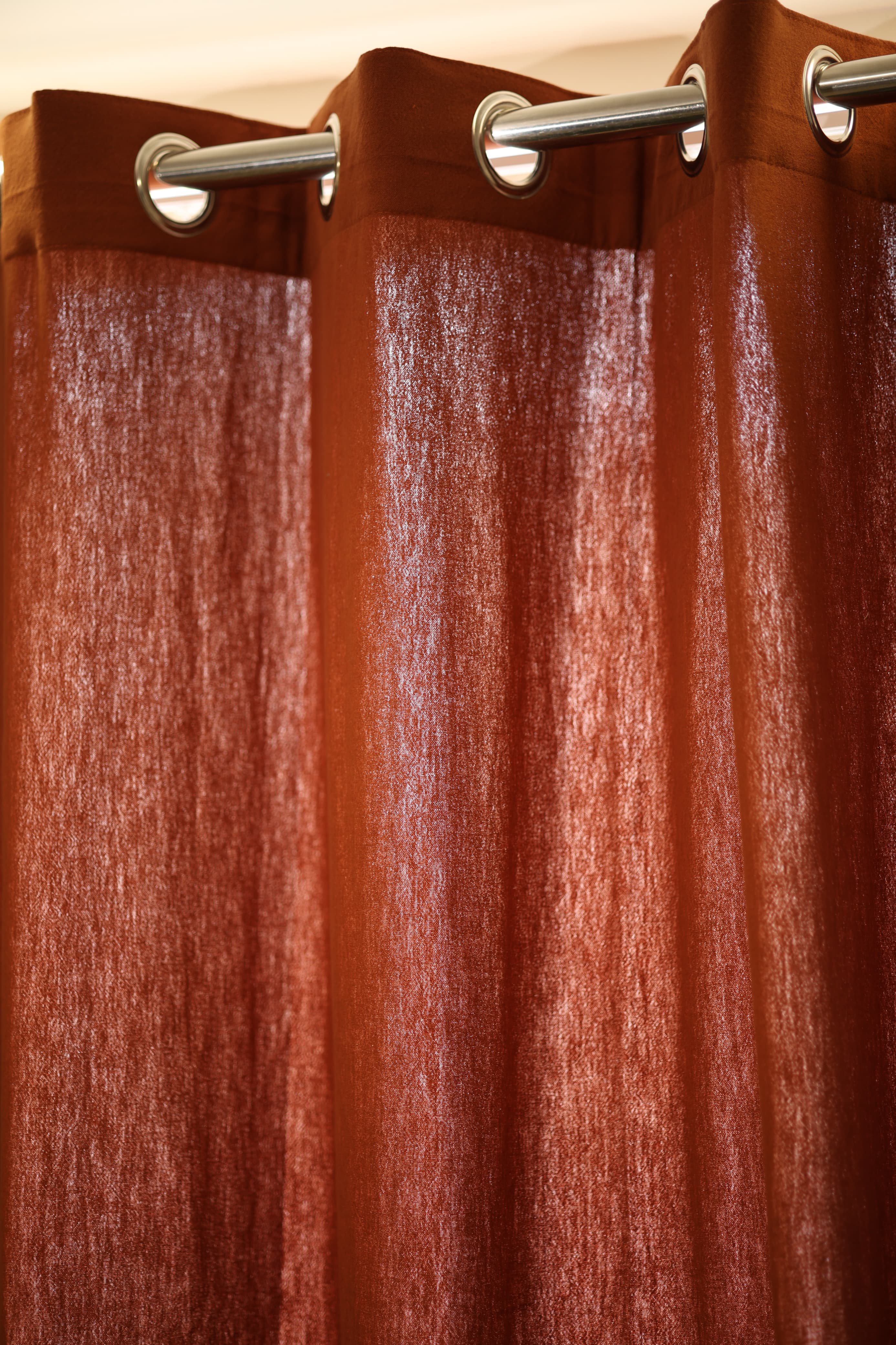 Curtain - Opaque solid plain cotton curtain : Brick red