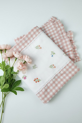 Check Floral Embroidery Bedspread bed sheet
