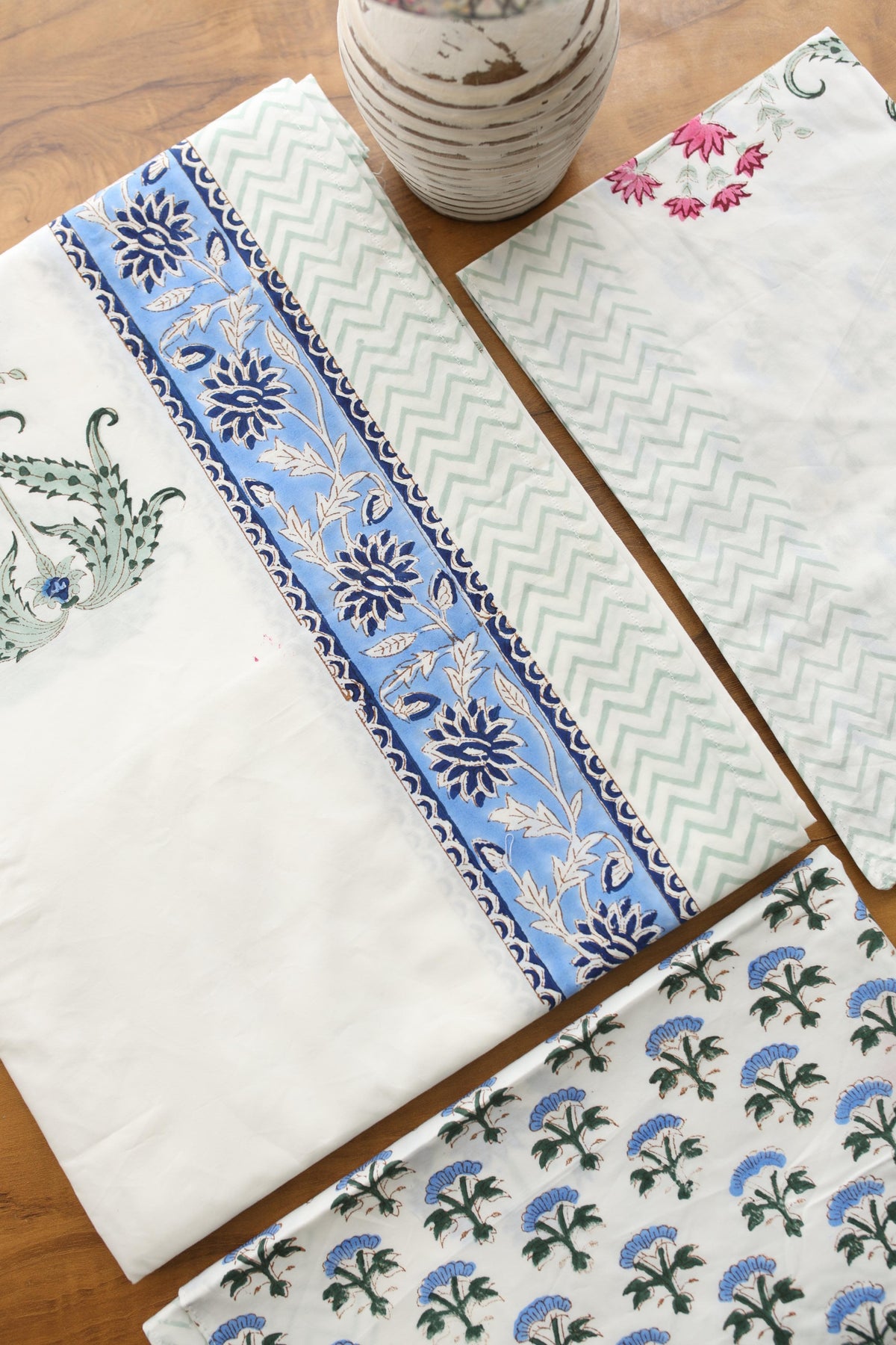 Bedsheets - King Percale cotton handblock print bedsheets