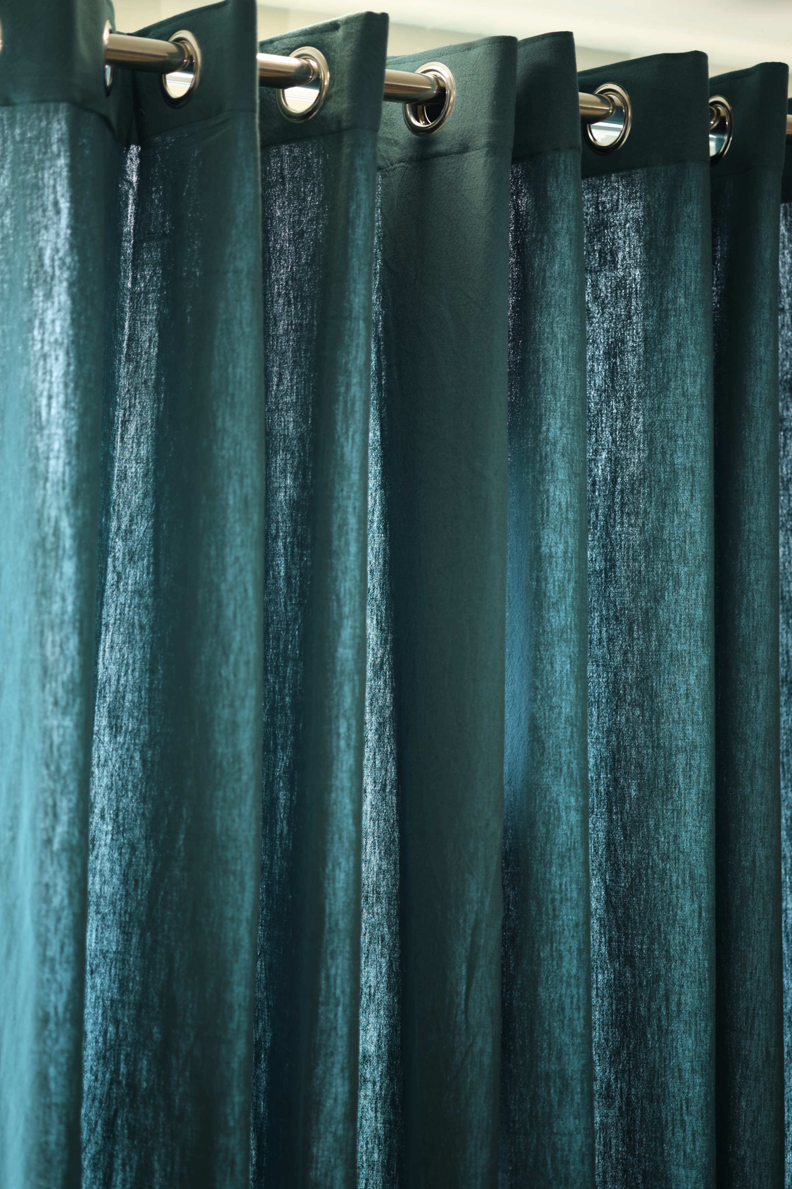 Curtain - Opaque solid plain cotton curtain : Blue