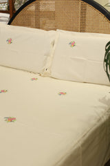 Bedsheets - Queen Premium machine embroidery bedspread off white base