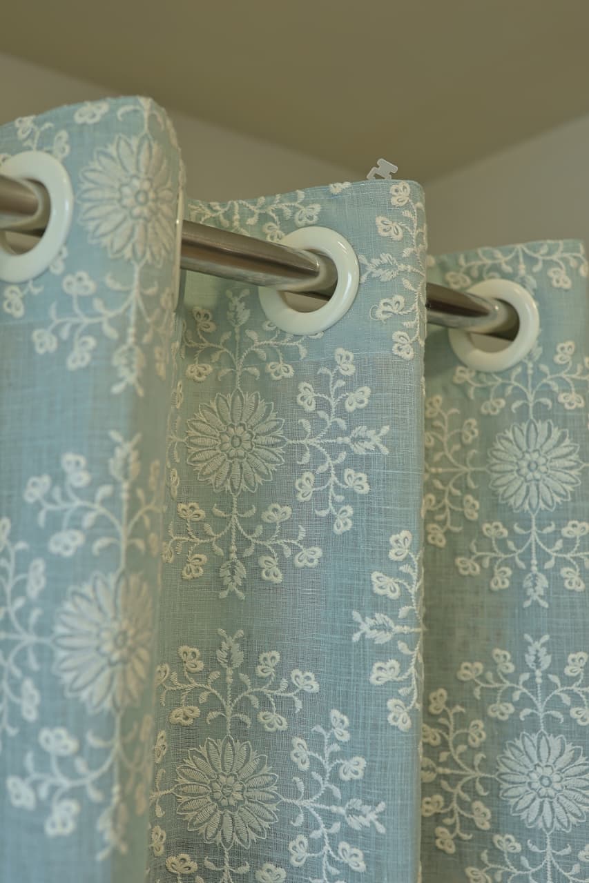 Curtains - Premium embroidery designer curtains semi Transparent/sheer vedic prebooking