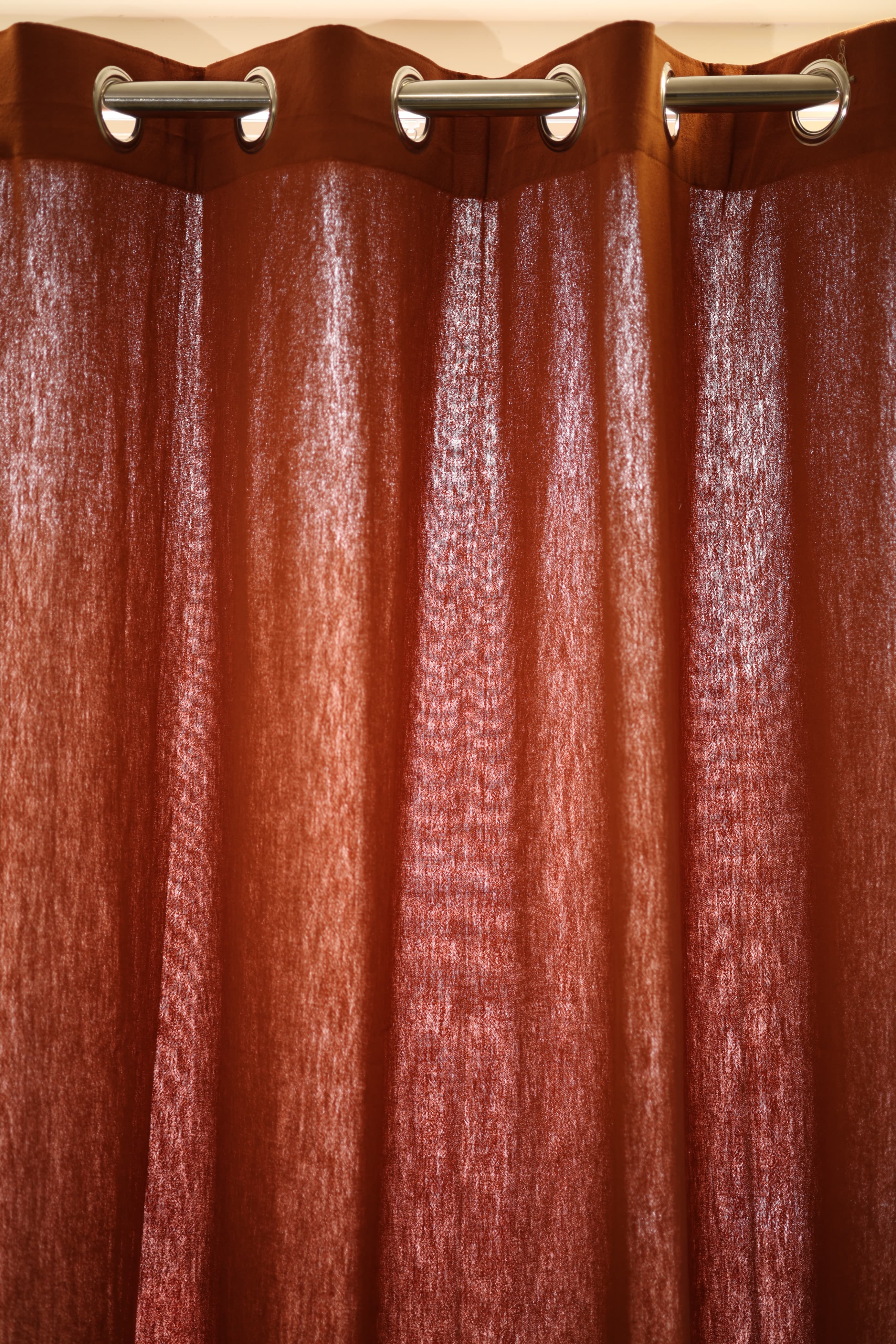 Curtain - Opaque solid plain cotton curtain : Brick red