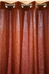 Curtain - Opaque solid plain cotton curtain : Brick red
