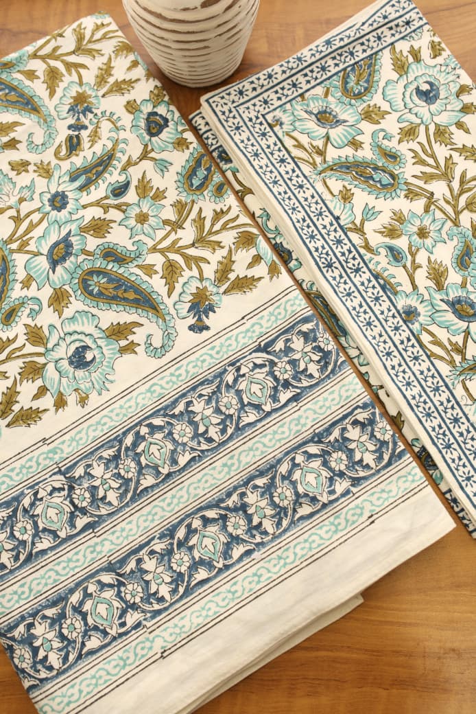 Bedsheets - Queen Mugal premium handblock cotton bedsheets