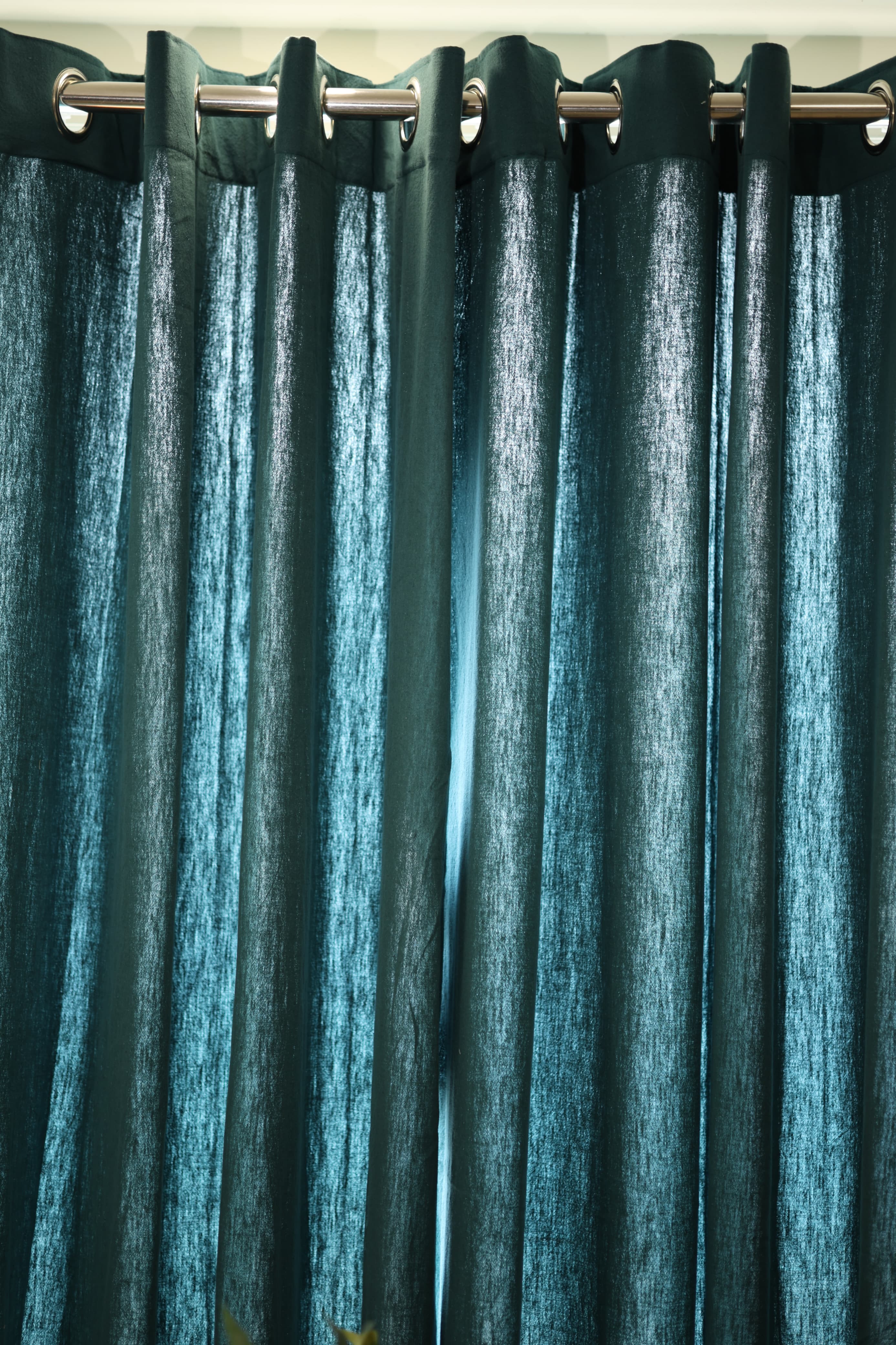 Curtain - Opaque solid plain cotton curtain : Blue