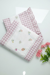 Check Floral Embroidery Bedspread bed sheet