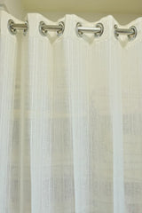 Curtains - Sheer plain with stripes curtains off white colour prebooking
