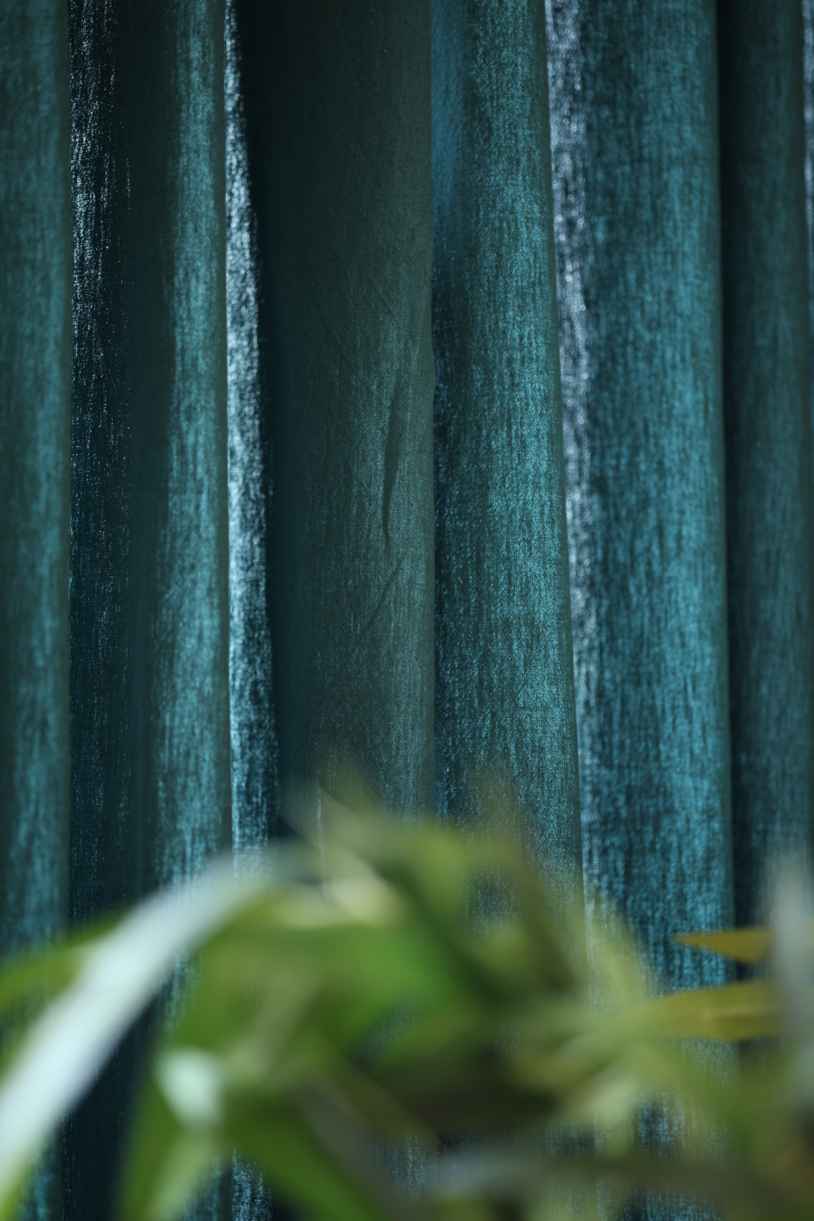Curtain - Opaque solid plain cotton curtain : Blue