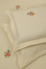 Bedsheets - Queen Premium machine embroidery bedspread off white base