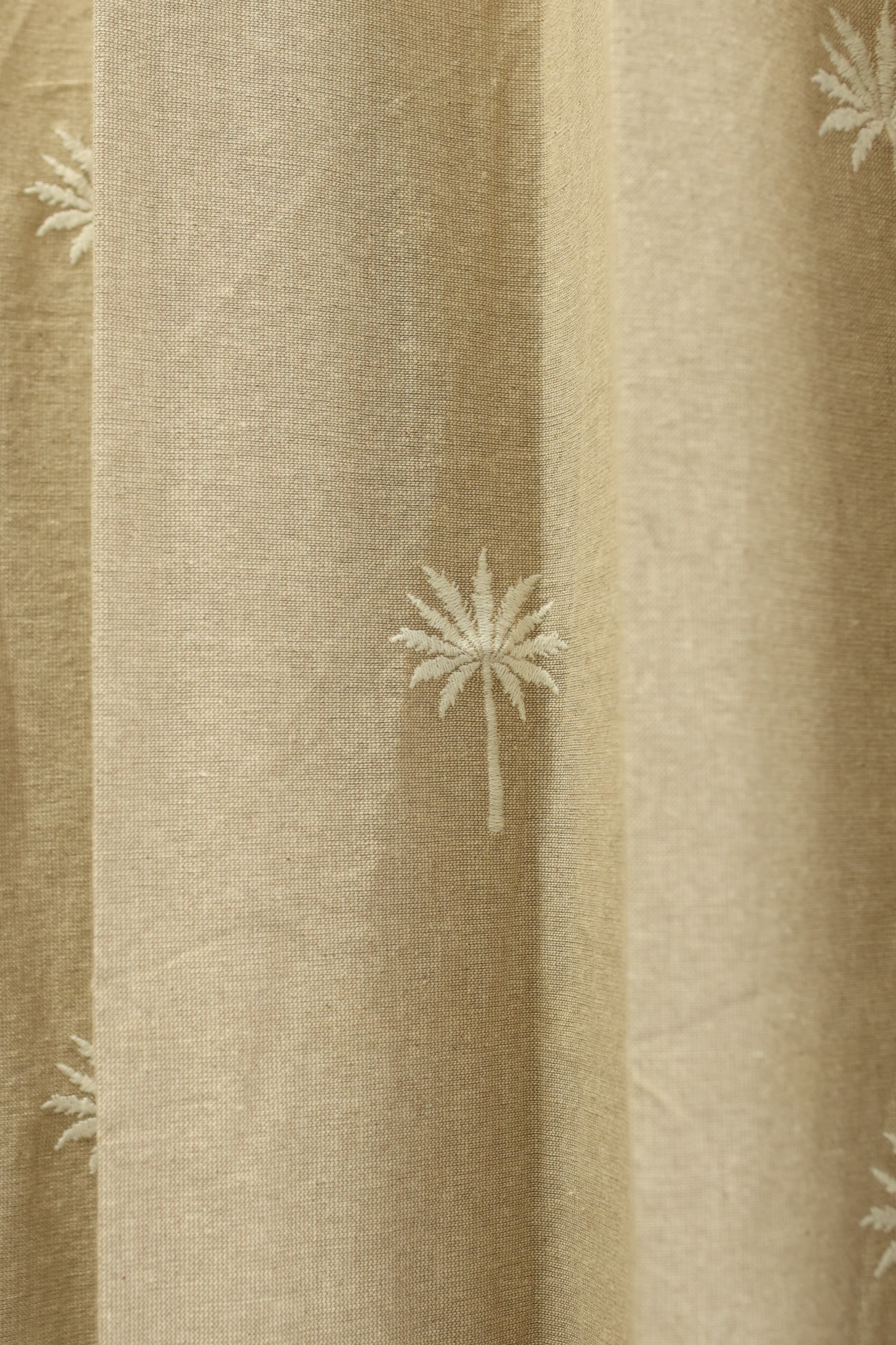 Curtains - jute beige opaque embroidery curtains