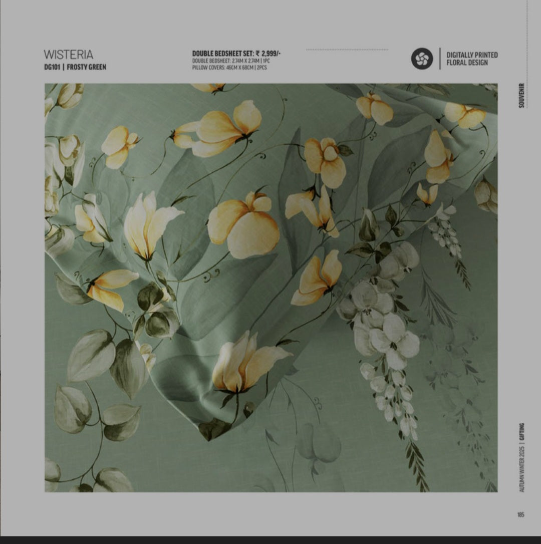 Bedsheets - Premium digital print floral king size soft cotton bedsheets