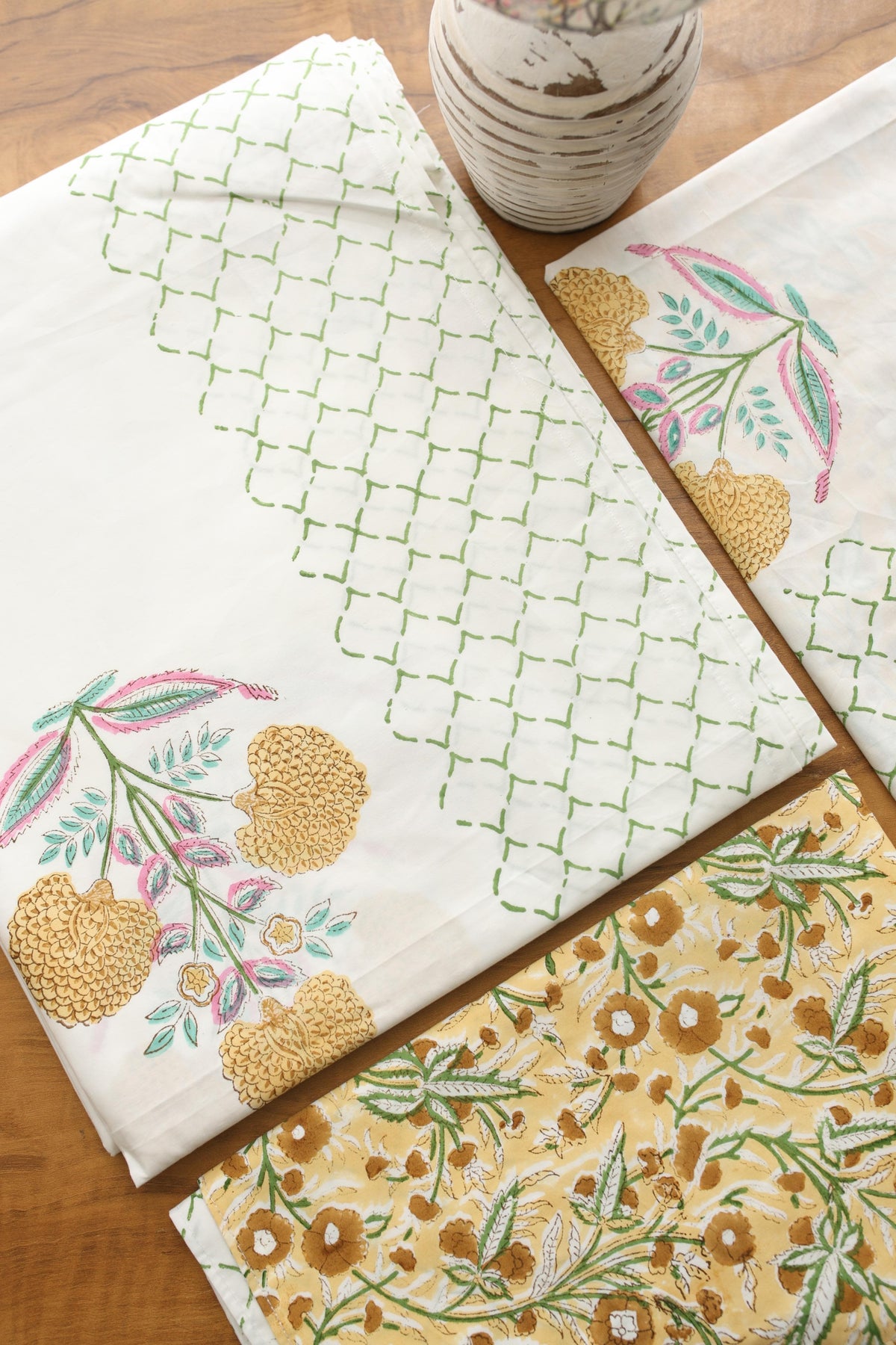 Bedsheets - King Percale cotton handblock print bedsheets