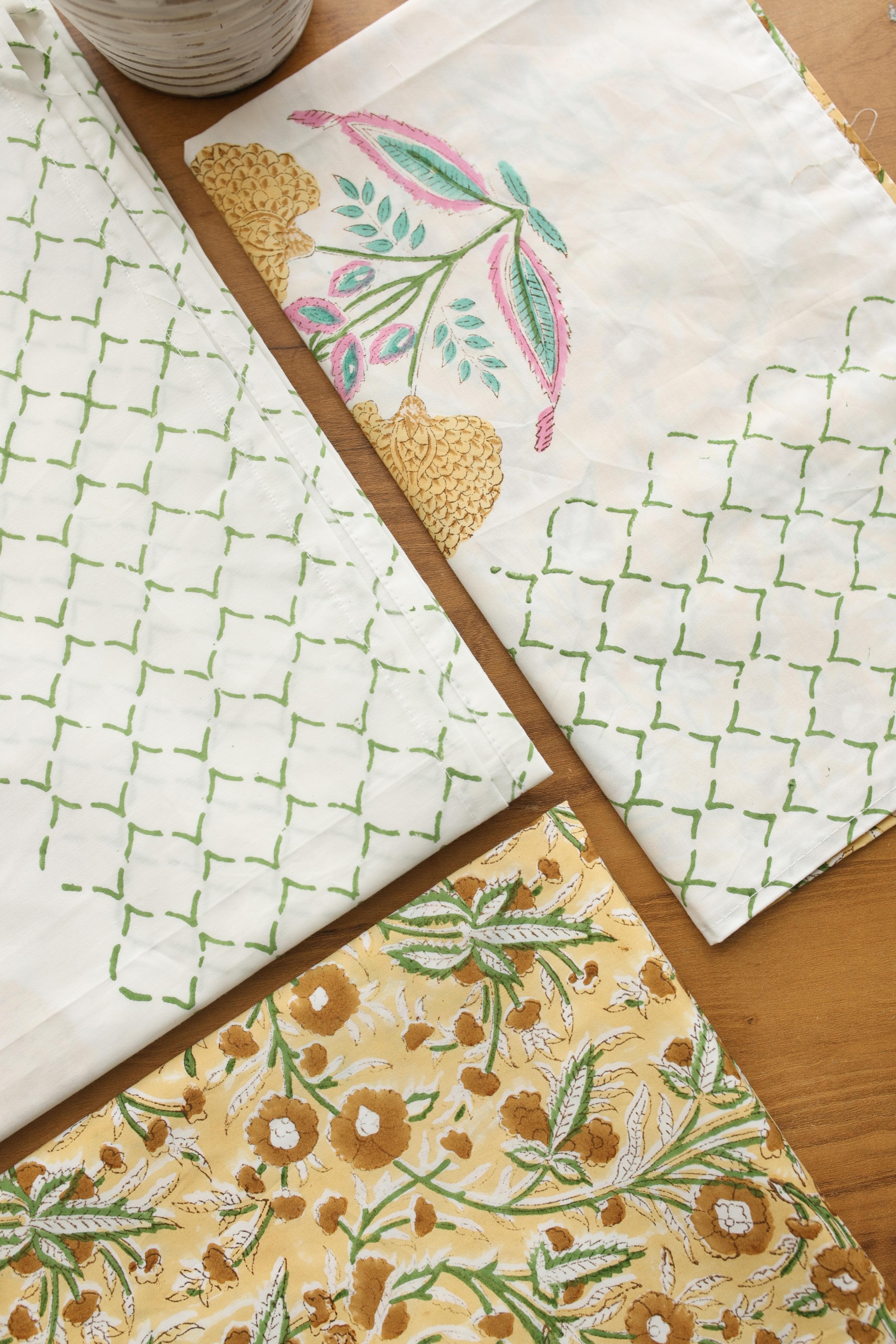 Bedsheets - King Percale cotton handblock print bedsheets