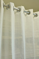 Curtains - Sheer plain with stripes curtains off white colour prebooking