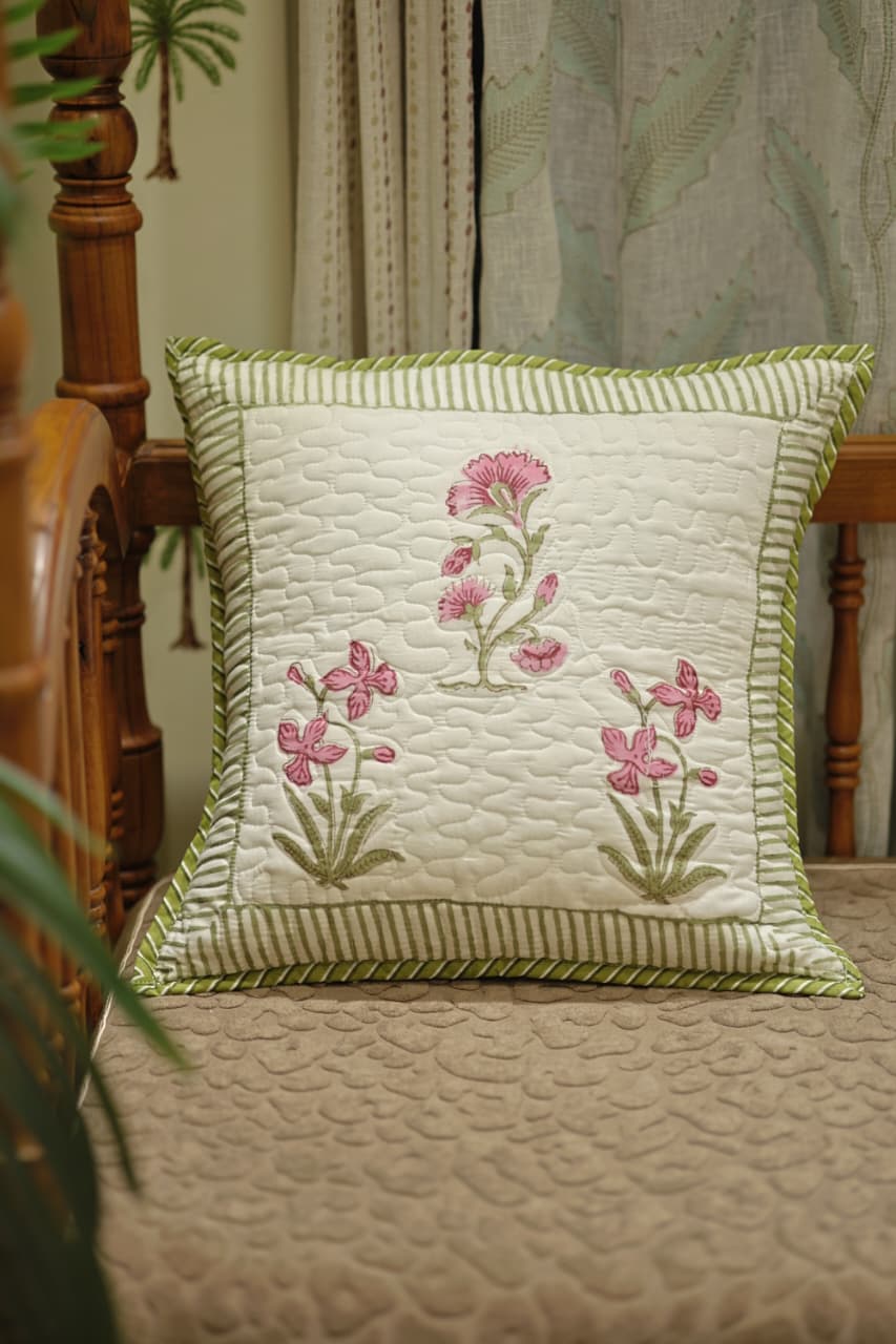 Cushion covers - quilted Handblock print