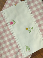 Check Floral Embroidery Bedspread bed sheet