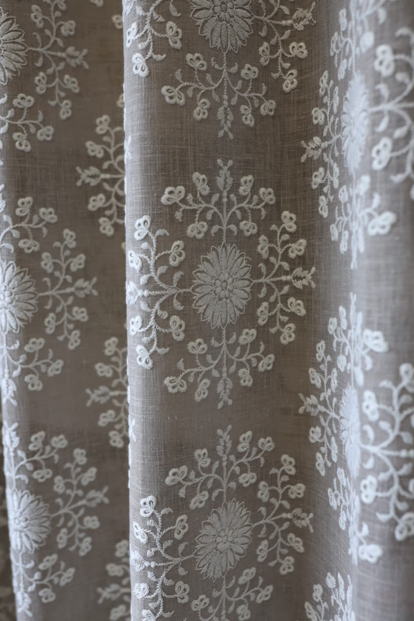 Curtains - Premium embroidery designer curtains semi Transparent/sheer vedic prebooking