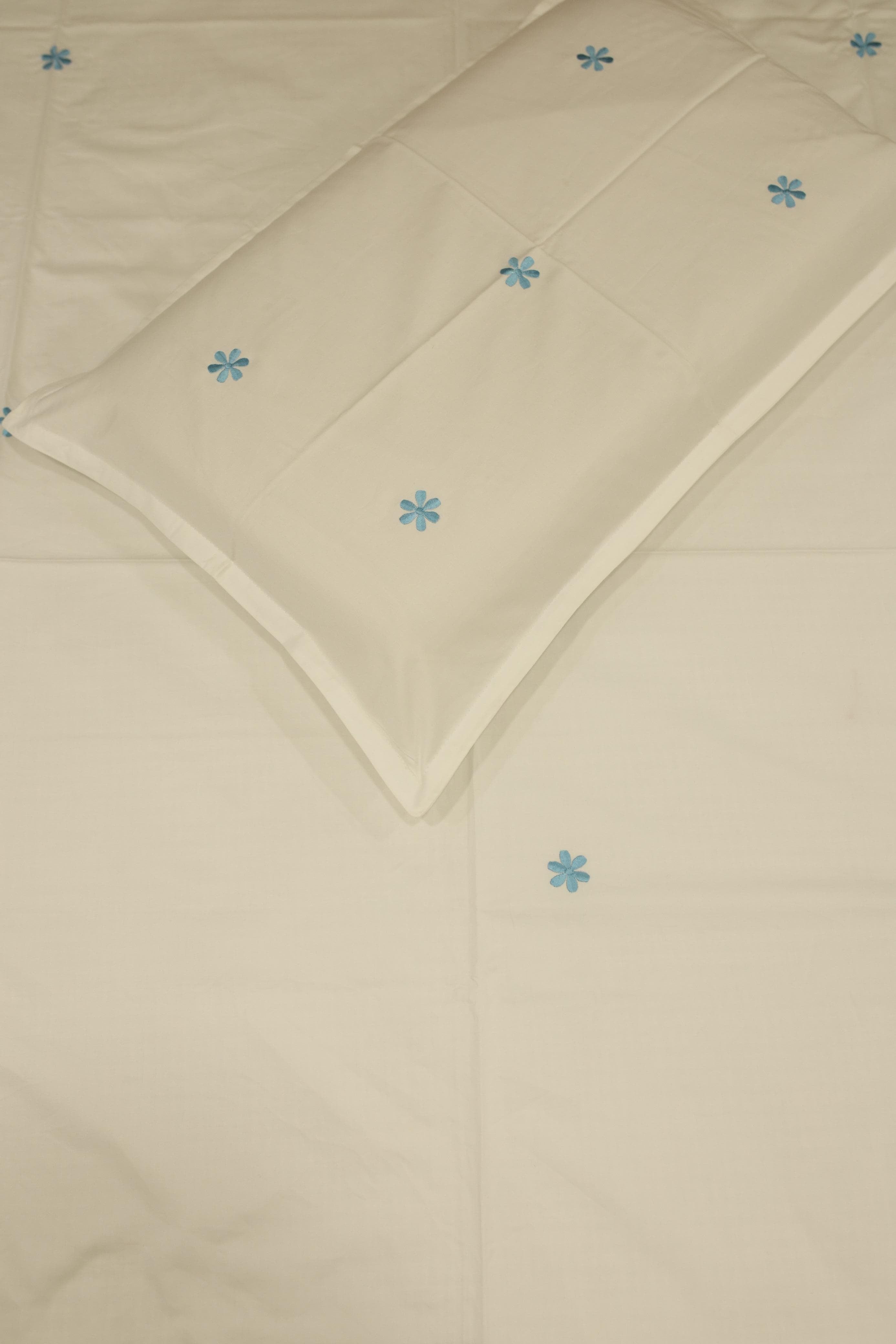 Bedsheets - single premium machine embroidery White bedsheets
