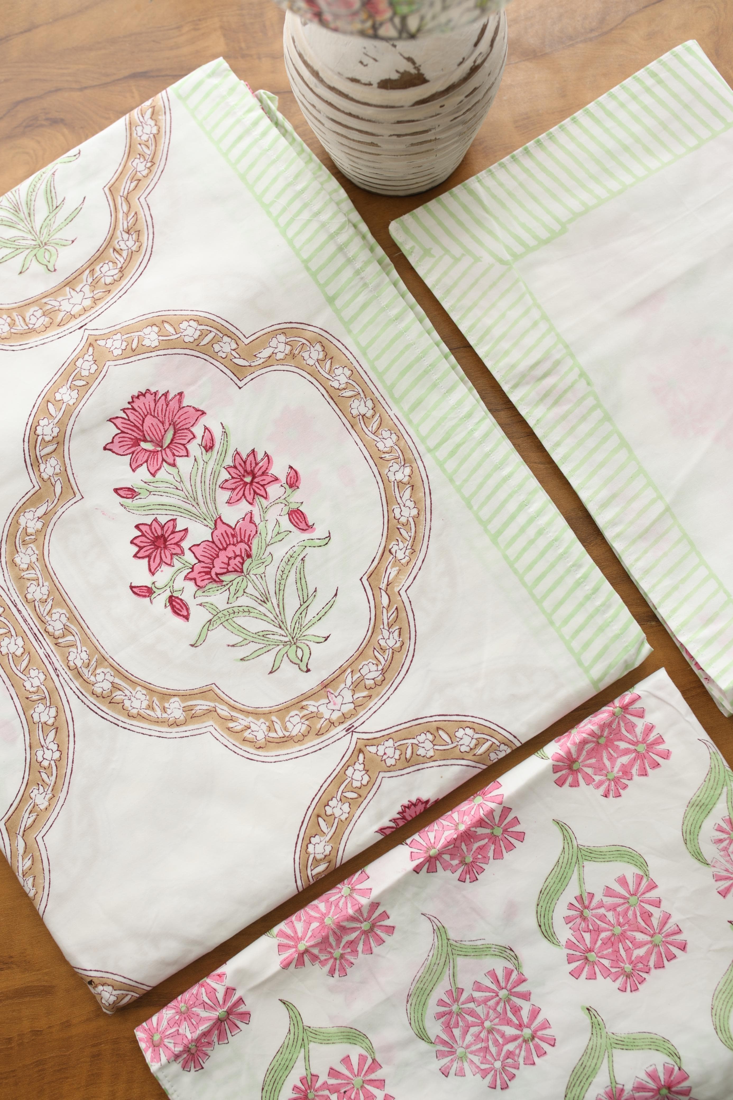 Bedsheets - King Percale cotton handblock print bedsheets