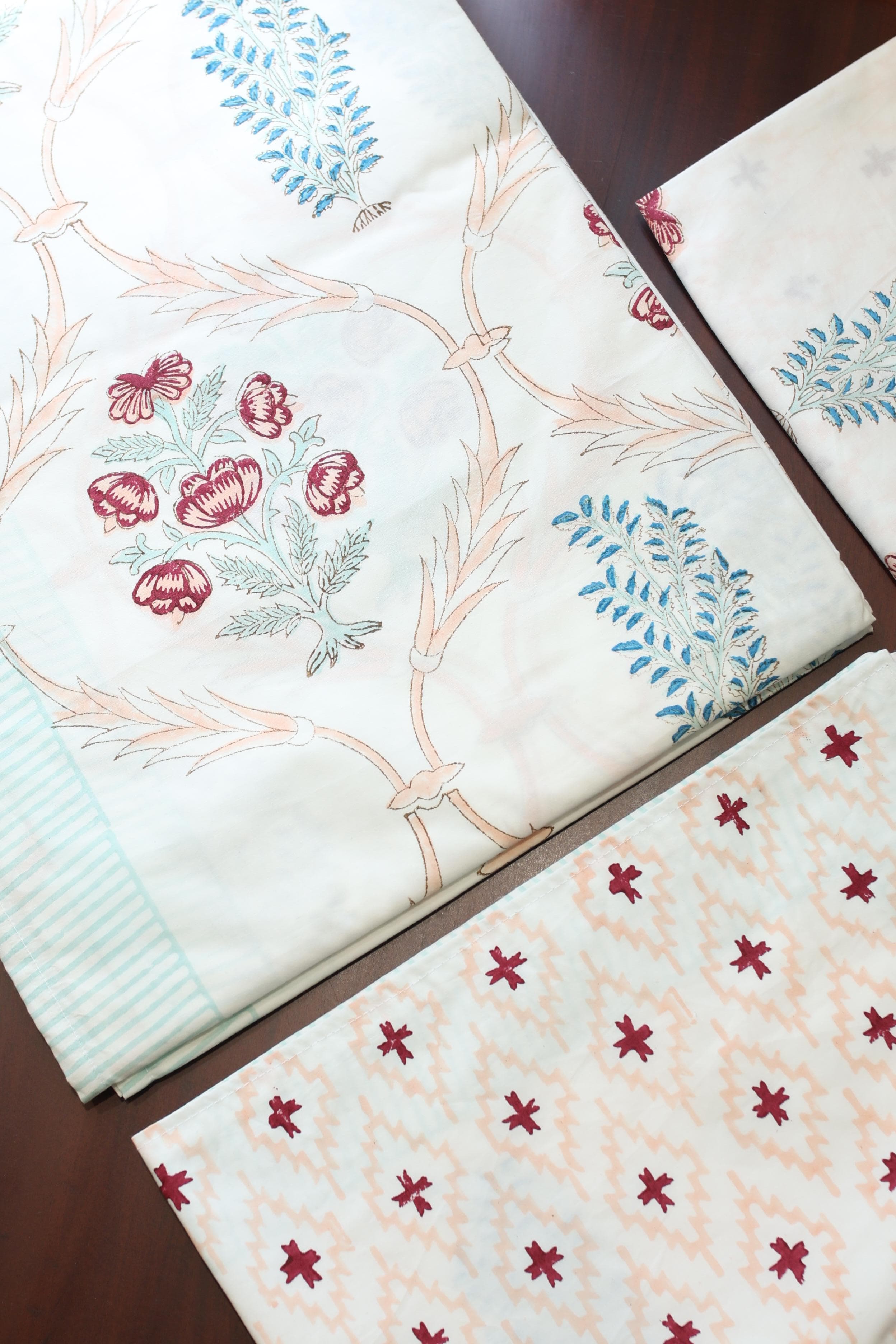 Bedsheets - King Percale cotton handblock print bedsheets